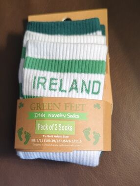 Ireland Crew Socks - Pack of 2 New With Tags